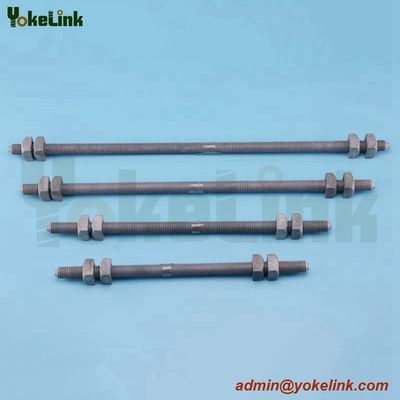 Galvanized Thread Double Arming Bolts/Stud Bolt And Nut For Electric Power Hardware