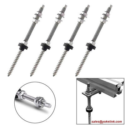 Stainless Steel Double Threaded Self Drilling Hanger Bolts For Solar Systems