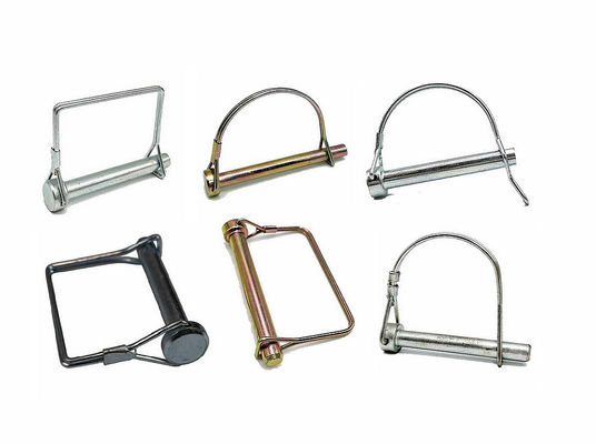 1/4'' Round Wire Lock Pin Carbon Steel White Zinc Effective Length 1-3/4'' For Trailer Couplings And Hitches