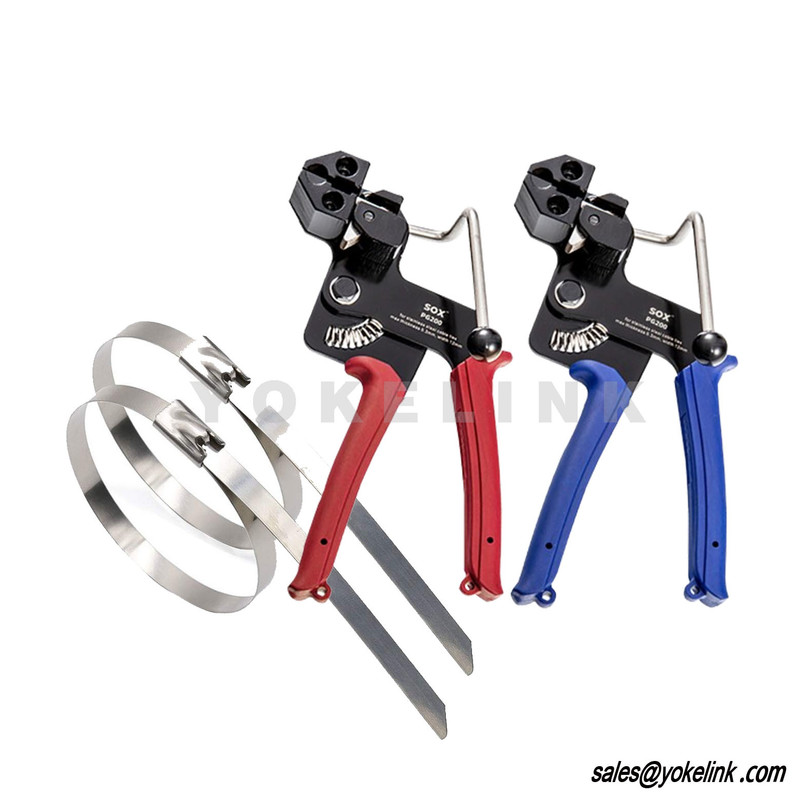 Adjustable Tensioning and Cutting Tool 200pcs 304 Self-Locking Fastening Stainless Steel Cable Tie Gun