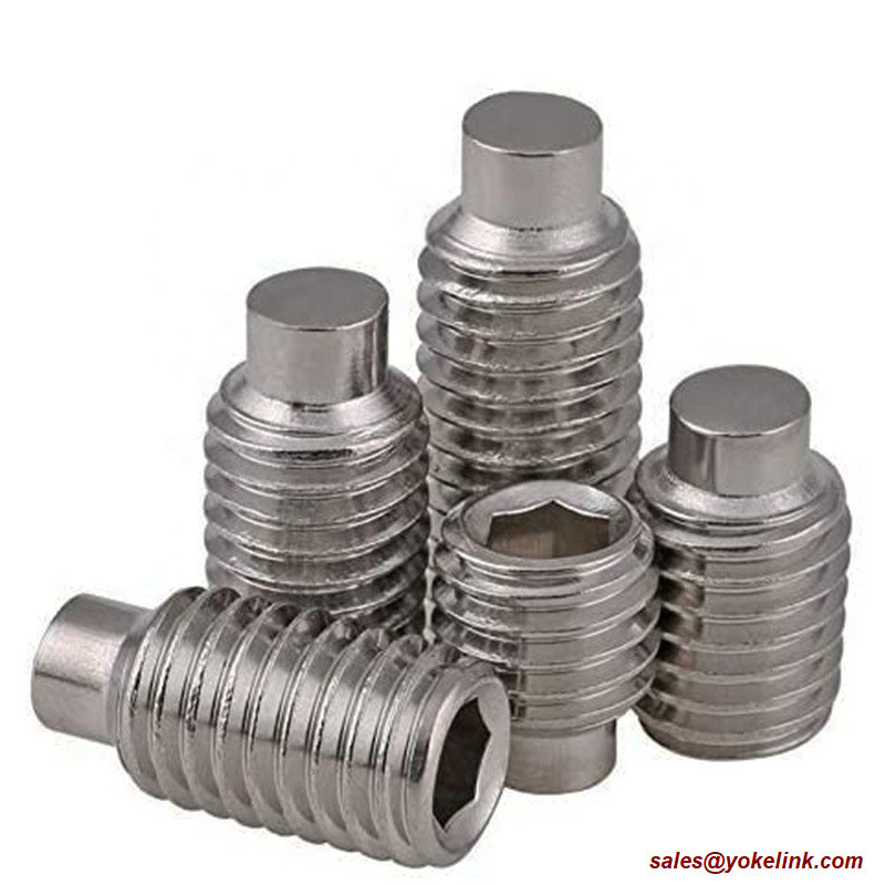 ASME B18.3, DIN 915 Stainless Steel Socket Set screws with Dog Point, Nylok patch