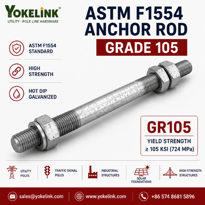 ASTM F1554 Grau 55 Rodas de ancoragem 3/4''2 para fundações de postes de utilidade pública